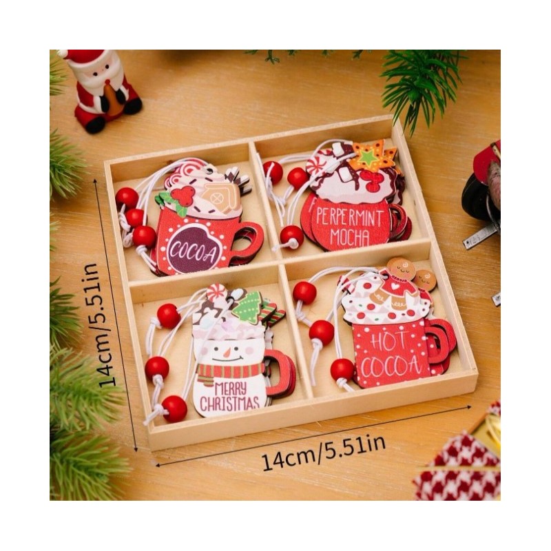 Zawieszki choinkowe PIERNICZKI drewniane 12 szt w opakowaniu BSN48 - obrazek 6