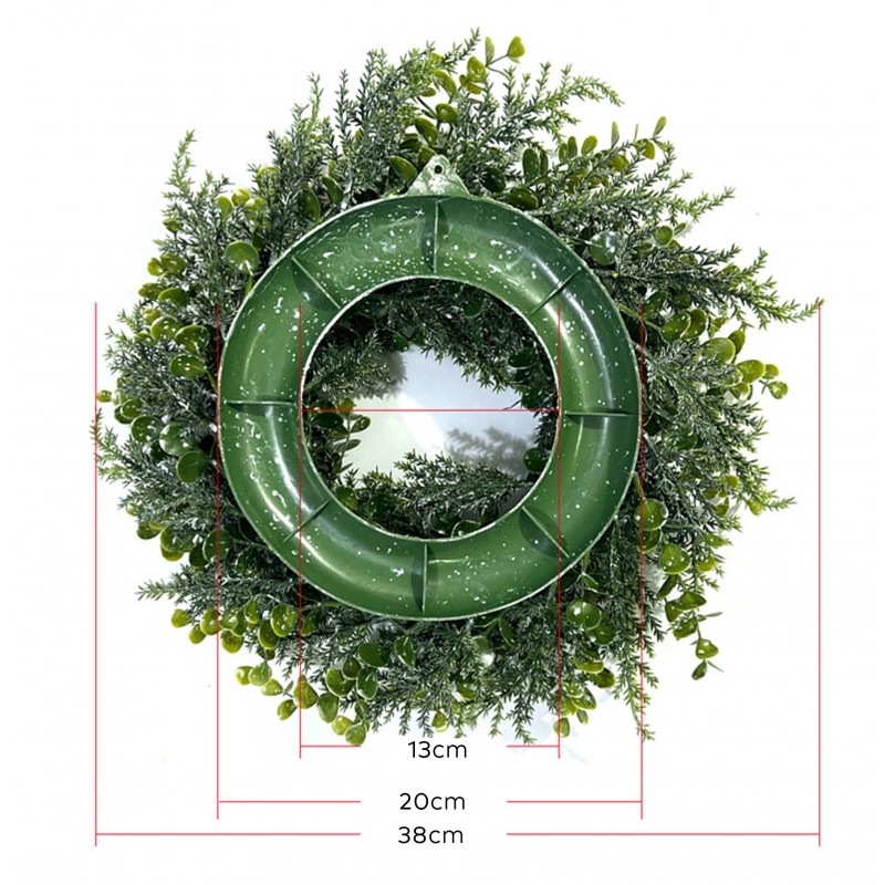 Wianek ozdobny na drzwi, stroik, sztuczna choina jak żywa - średnica 38 cm WSN24 - obrazek 3