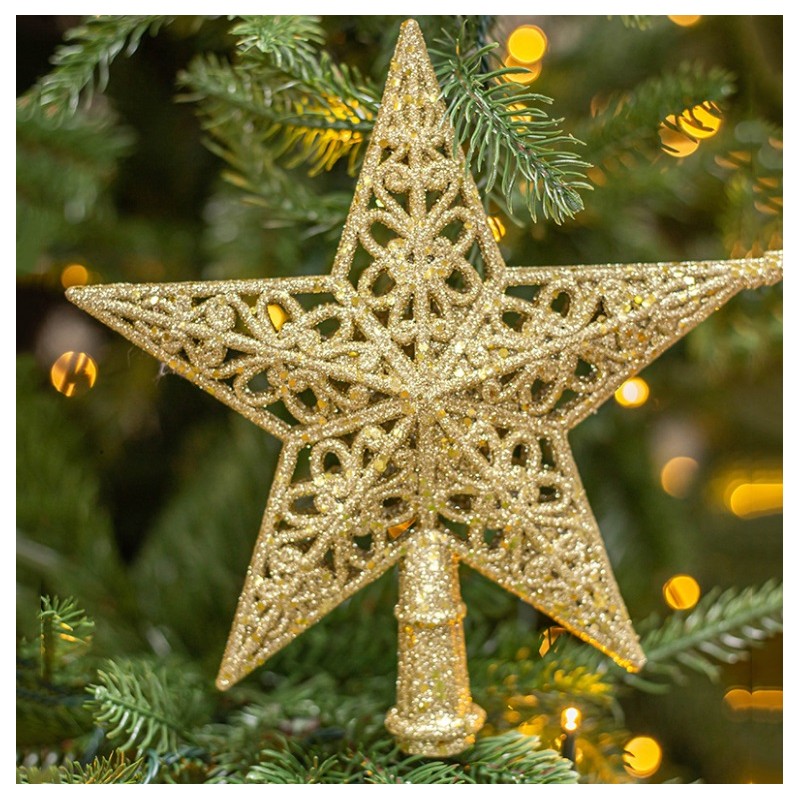 Czubek na choinkę, GWIAZDA 20 CM BOŻE NARODZENIE złota brokatowa KSN147WZ3 - obrazek 3