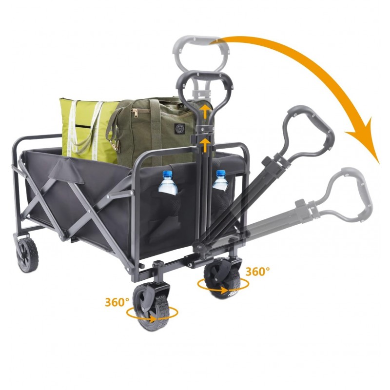 Wózek transportowy składany, metalowy, przyczepka ogrodowa 72x47x68-87cm AR07CZ - obrazek 4