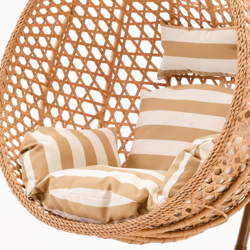 Fotel wiszący huśtawka kokon z poduszkami w pasy KR28 - obrazek 5