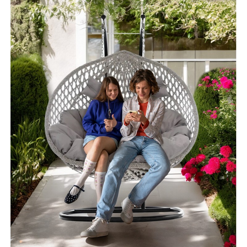 Fotel wiszący, huśtawka kokon z poduszkami DWUOSOBOWY KR29 - obrazek 2