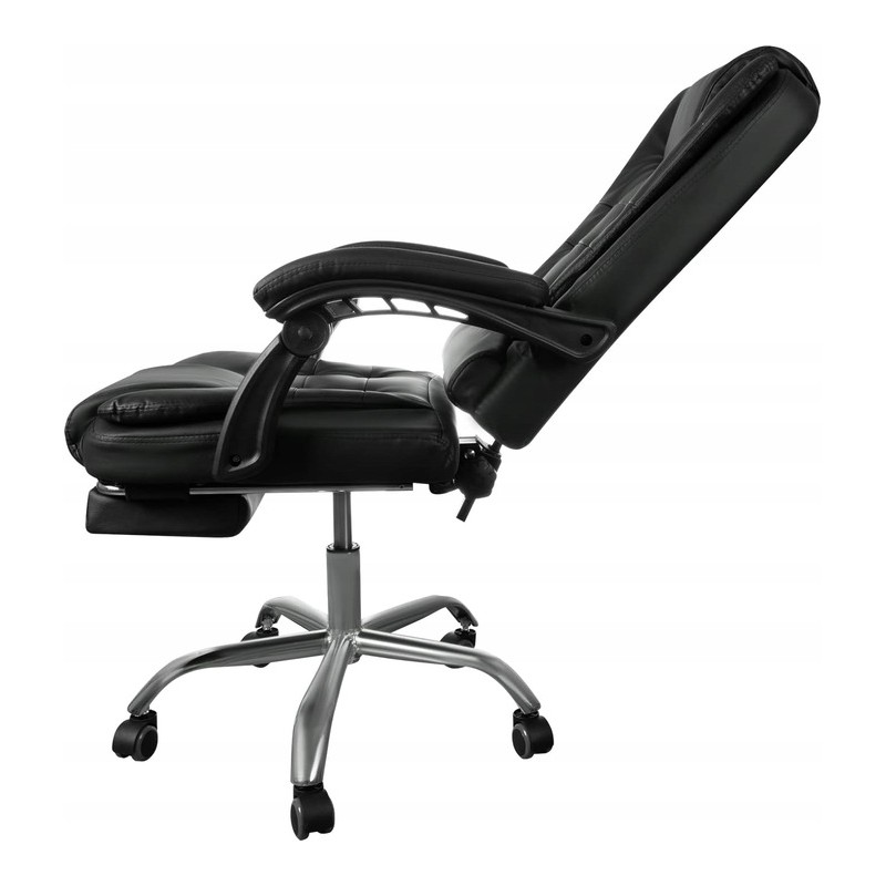 Fotel biurowy obrotowy BOSS z podnóżkiem - czarny eco SKÓRA KO22CZ - obrazek 3