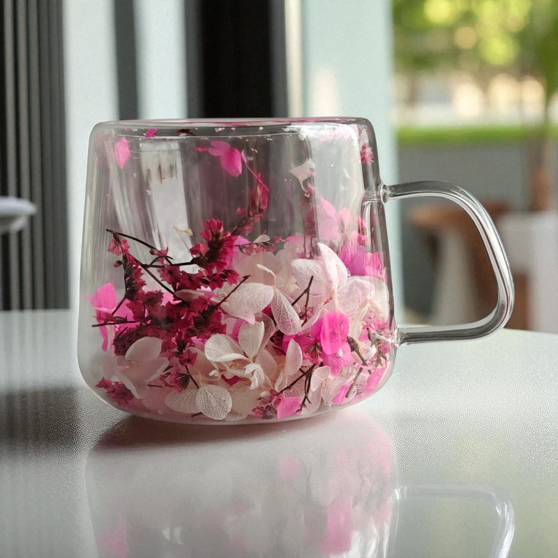 Szklanka termiczna z hortensją w środku róż 180 ml 1szt SZK188 - obrazek 2