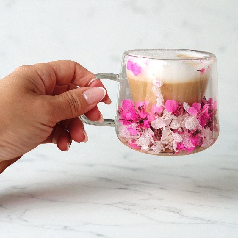 Szklanka termiczna z hortensją w środku róż 180 ml 1szt SZK188 - obrazek 3