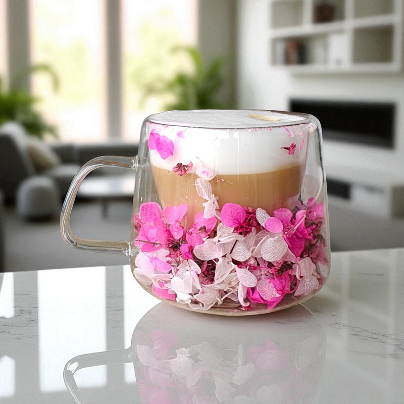 Szklanka termiczna z hortensją w środku róż 180 ml 1szt SZK188 - obrazek 4