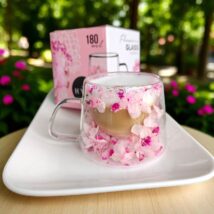 Szklanka termiczna z hortensją w środku róż 180 ml 1szt SZK190