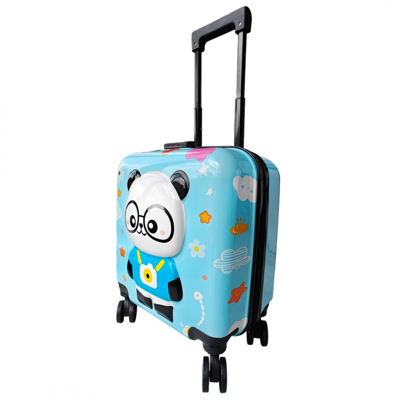 WALIZKA DZIECIĘCA KABINOWA BAGAŻ DZIECI z szyfrem panda niebieska WP07 - obrazek 2