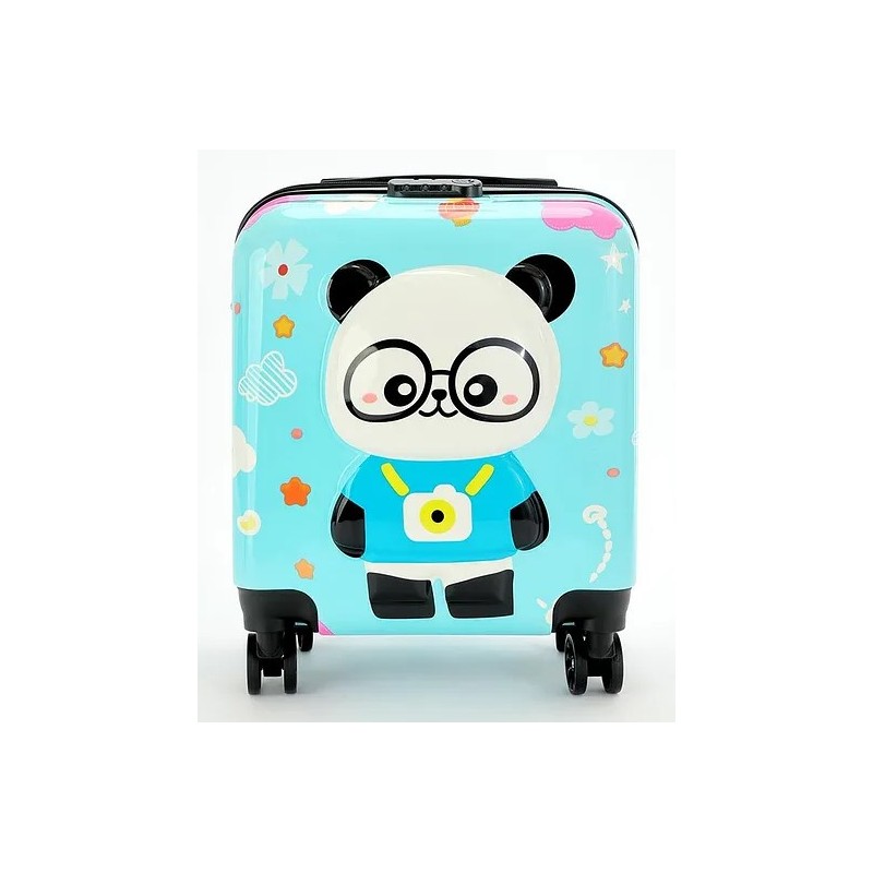 WALIZKA DZIECIĘCA KABINOWA BAGAŻ DZIECI z szyfrem panda niebieska WP07 - obrazek 6
