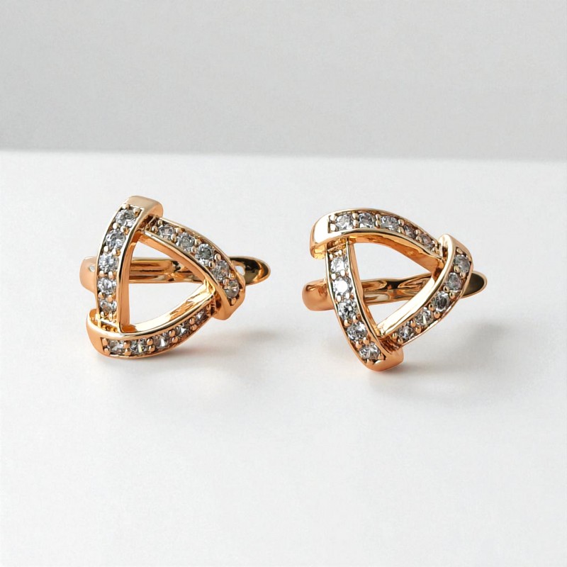 Kolczyki ze stali szlachetnej pozłacane 14k złotem, z cyrkoniami KST1217