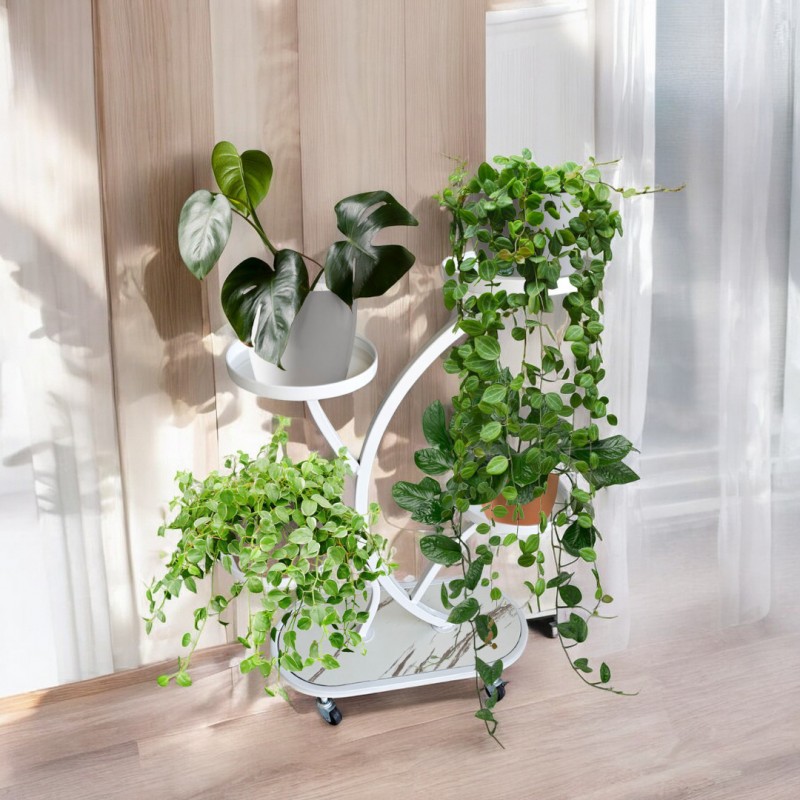 Kwietnik, regał, stojak na kwiaty metalowy na kółkach 50x 25x 80cm SZ43B - obrazek 2