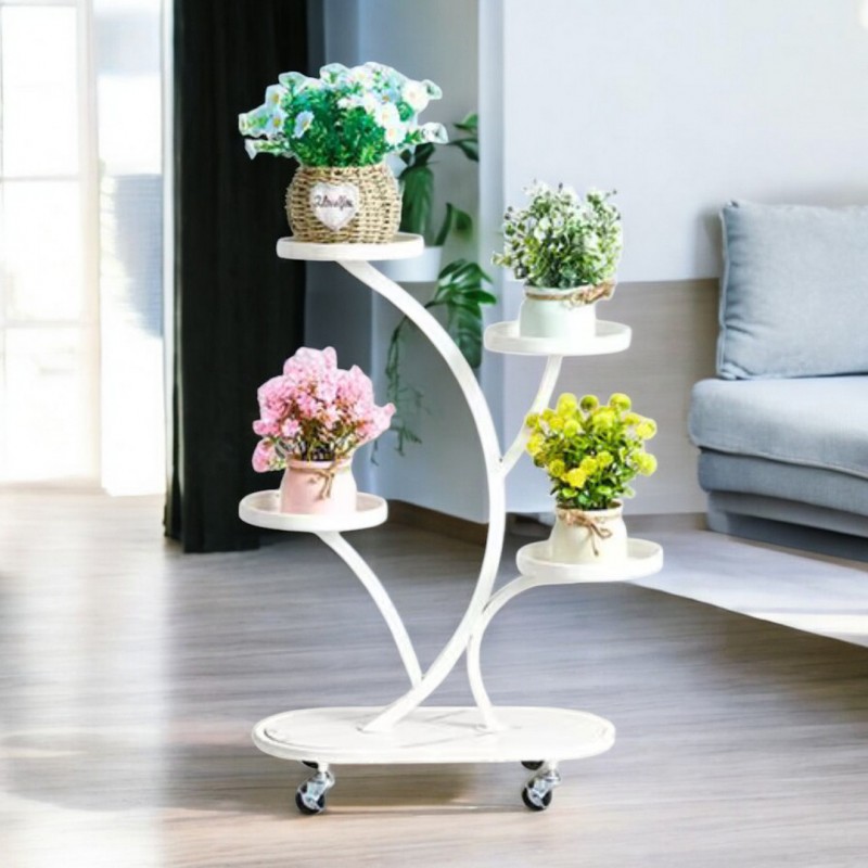 Kwietnik, regał, stojak na kwiaty metalowy na kółkach 50x 25x 80cm SZ43B - obrazek 3