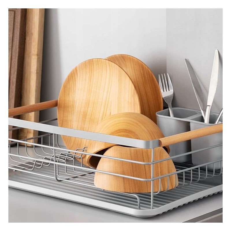 Suszarka do naczyń, ociekacz z tacką 43 x 30,5 x 14 cm szary SU05SZ - obrazek 4