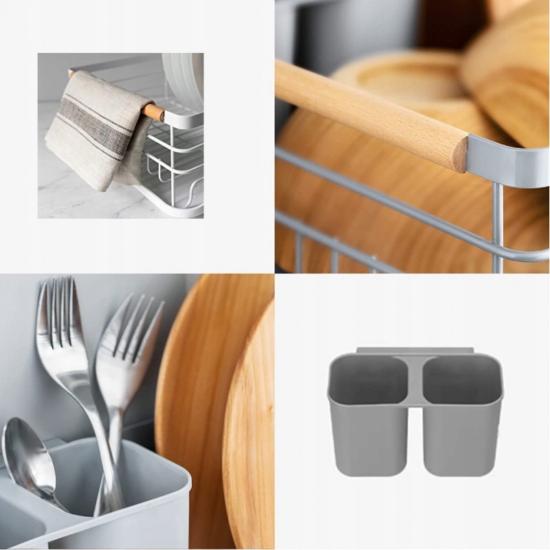 Suszarka do naczyń, ociekacz z tacką 43 x 30,5 x 14 cm szary SU05SZ - obrazek 6