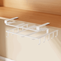 Półka, uchwyt podwieszany do szafki, organizer kuchenny z haczykami, biały OR116B
