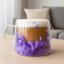 Szklanka termiczna z hortensją w środku fiolet 180 ml 1szt SZK76