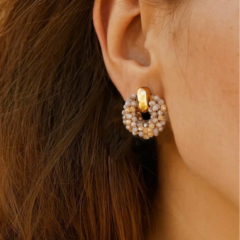 Kolczyki przy uchu ozdobne wianiuszki z koralikami K1712 - obrazek 2