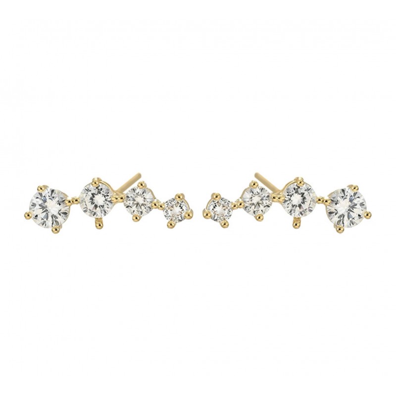 Kolczyki ze stali szlachetnej pozłacane 14k złotem, z cyrkoniami KST3418 - obrazek 2