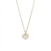 Naszyjnik stal szlachetna pozłacana 14k złotem, SERCE masa perłowa NST2170