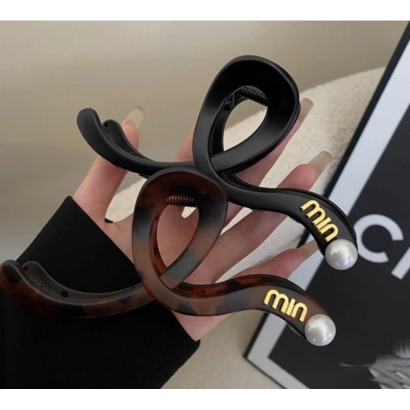 Spinka klamra do włosów z perłą XL 13x6 cm panterka SP354PAN - obrazek 3