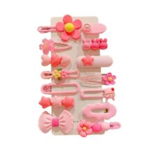 Zestaw pakiet 14w1 spinek wsuwek do włosów, kwiatki, kokardka róż SP411