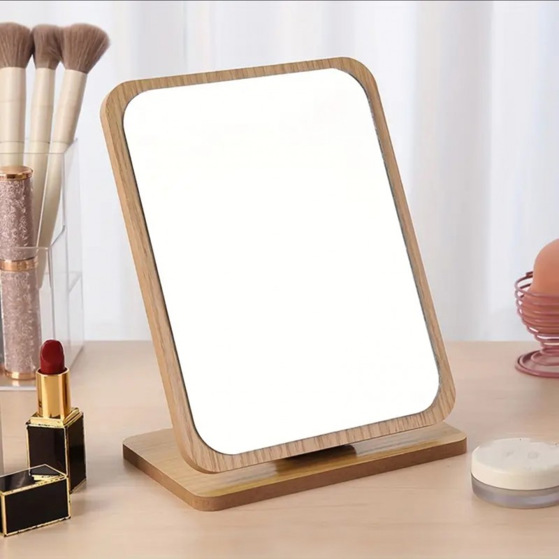 Lusterko kosmetyczne stojące drewniane prostokątne 21 x 16 cm L8BR - obrazek 3