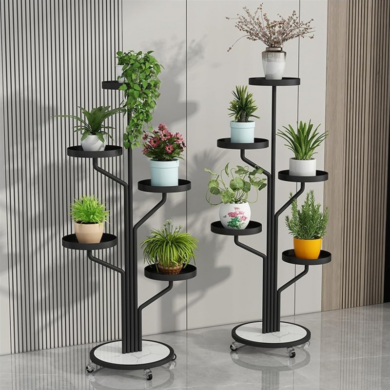 Kwietnik, regał, stojak na kwiaty metalowy okrągły na kółkach 130х40cm SZ38CZ - obrazek 4