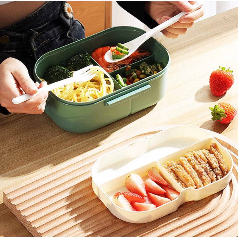 Śniadaniówka LUNCH BOX ze sztućcami 21 x 14,5 x 8cm mięta PJM44M - obrazek 2