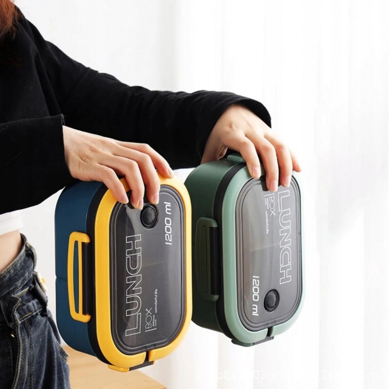 Śniadaniówka LUNCH BOX ze sztućcami 21 x 14,5 x 8cm mięta PJM44M - obrazek 3