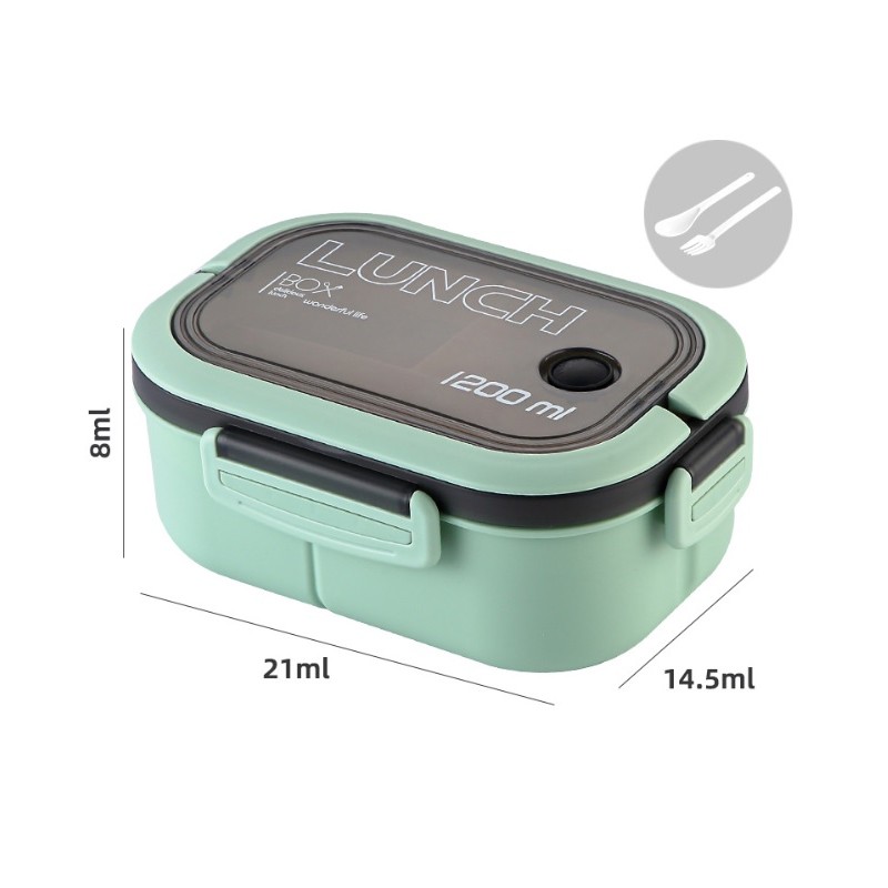 Śniadaniówka LUNCH BOX ze sztućcami 21 x 14,5 x 8cm mięta PJM44M - obrazek 4
