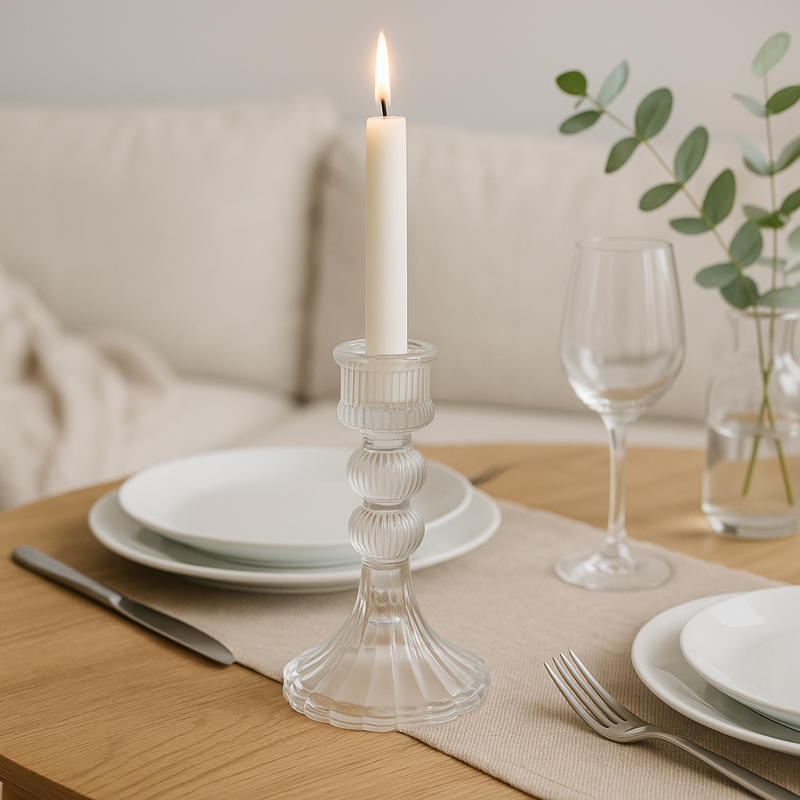 Świecznik dekoracyjny, szklany Glamour 13 cm - SW15 - obrazek 2