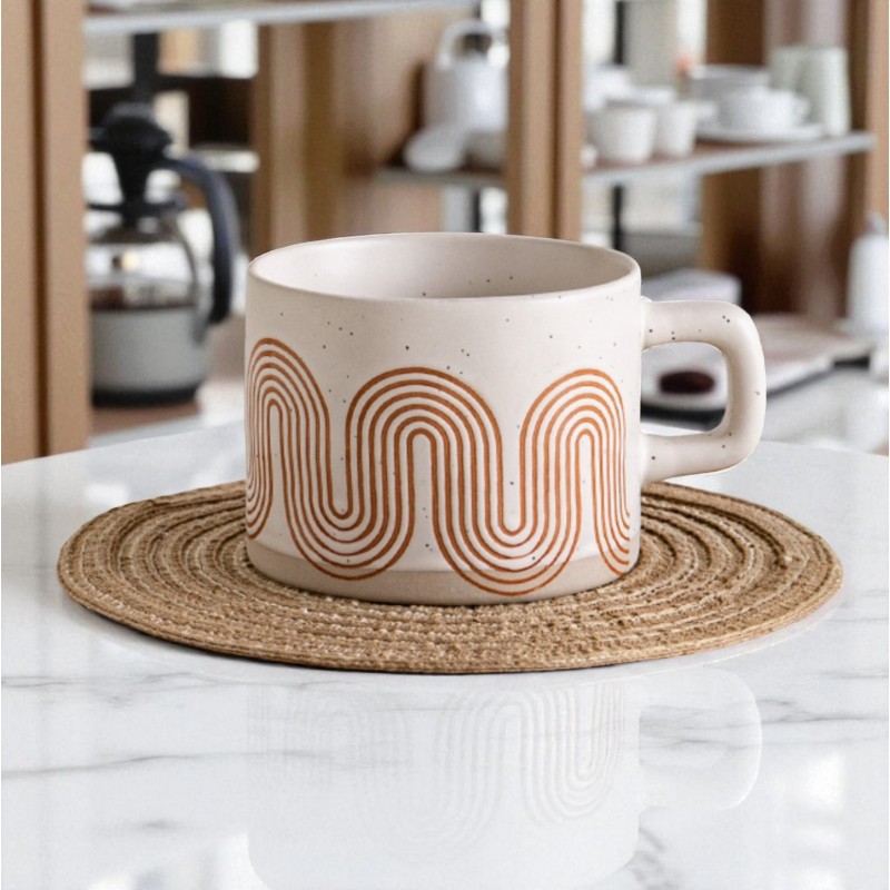 Kubek ceramiczny, geometryczny wzór, 250ml - KB29 - obrazek 3