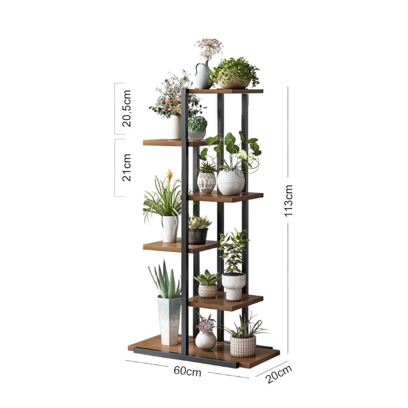 Kwietnik, regał, stojak na kwiaty 113x60x20cm czarno- brązowy SZ16CZ - obrazek 4