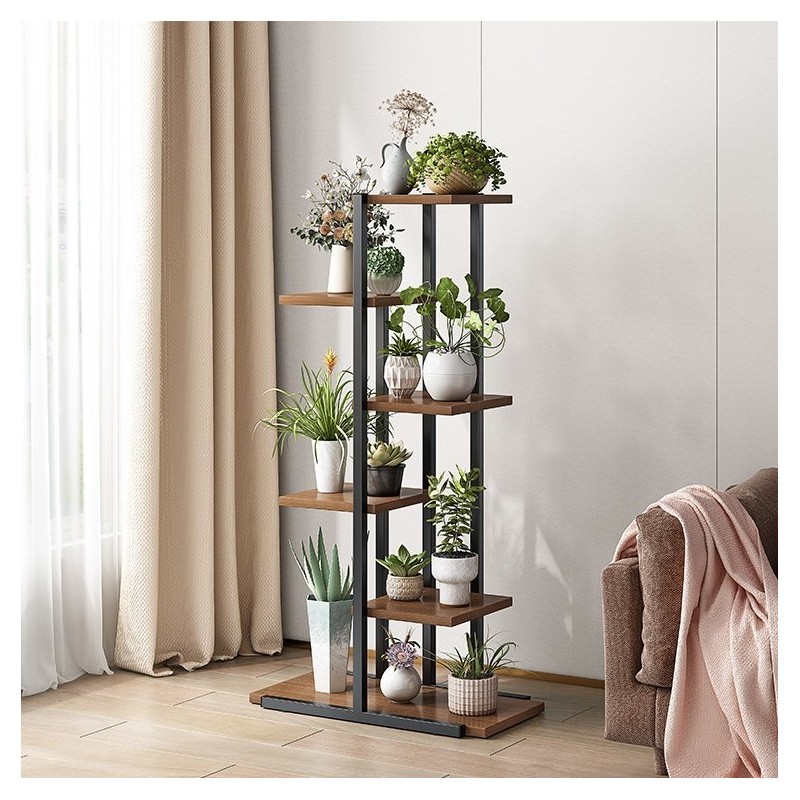 Kwietnik, regał, stojak na kwiaty 113x60x20cm czarno- brązowy SZ16CZ - obrazek 3