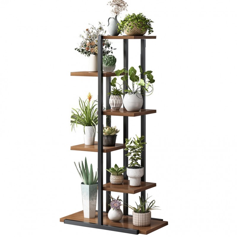 Kwietnik, regał, stojak na kwiaty 113x60x20cm czarno- brązowy SZ16CZ - obrazek 2