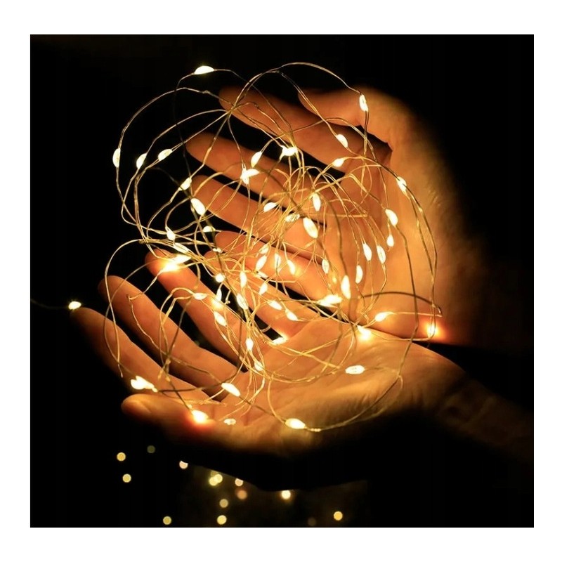 Światełka lampki na żyłce wewnętrzne 50 LED CIEPŁE BIAŁE LAMP10CB - obrazek 4