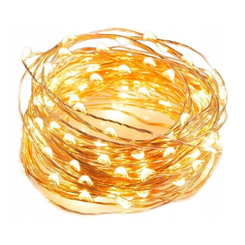 Światełka lampki na żyłce wewnętrzne 100 LED CIEPŁE BIAŁE LAMP24CB - obrazek 2