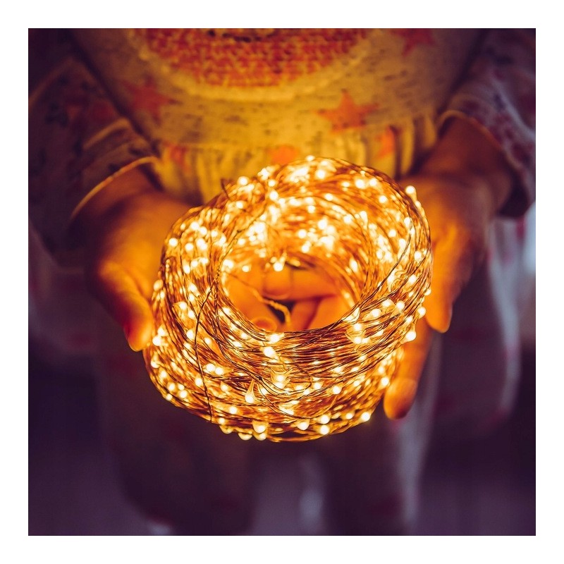 Światełka lampki na żyłce wewnętrzne 100 LED CIEPŁE BIAŁE LAMP24CB - obrazek 4