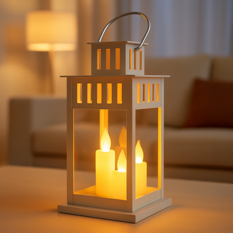 Lampion dekoracyjny LED z imitacją świecy 8 x 15 cm - LAMP57B - obrazek 2