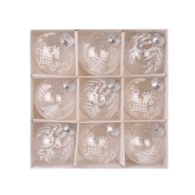 Komplet bombek 9 szt. opakowaniu białe 8cm, bombki na choinkę BSN42