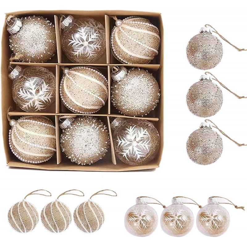 Komplet 9 sztuk bombek w opakowaniu 7cm złote, bombki na choinkę BSN18 - obrazek 3