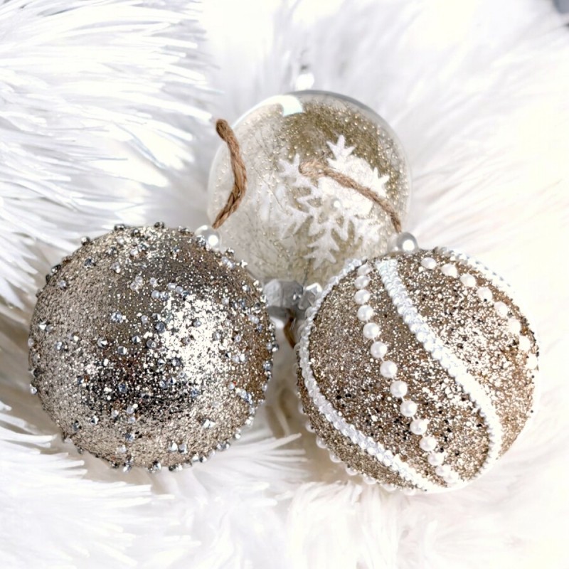 Komplet 9 sztuk bombek w opakowaniu 7cm złote, bombki na choinkę BSN18 - obrazek 4