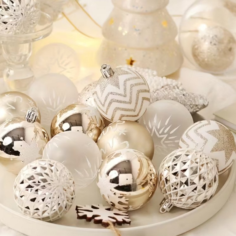 Komplet 16 sztuk bombek w opakowaniu 6cm złote, bombki na choinkę BSN55 - obrazek 2