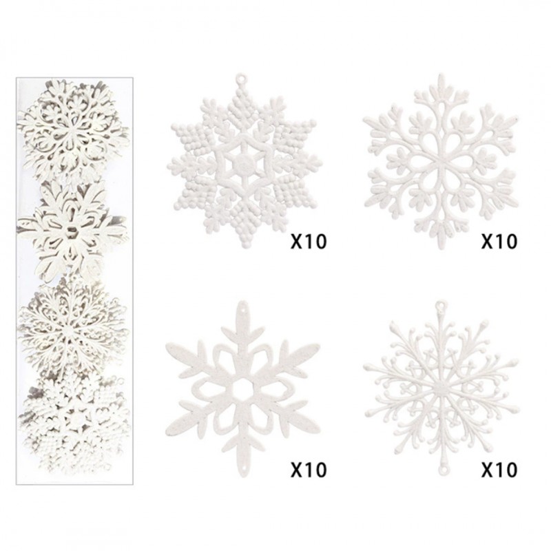 Komplet 40 sztuk ozdób bożonarodzeniowych w opakowaniu średnica 10cm białe BSN59