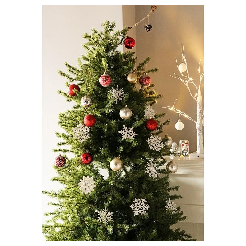 Komplet 40 sztuk ozdób bożonarodzeniowych w opakowaniu średnica 10cm białe BSN59 - obrazek 5