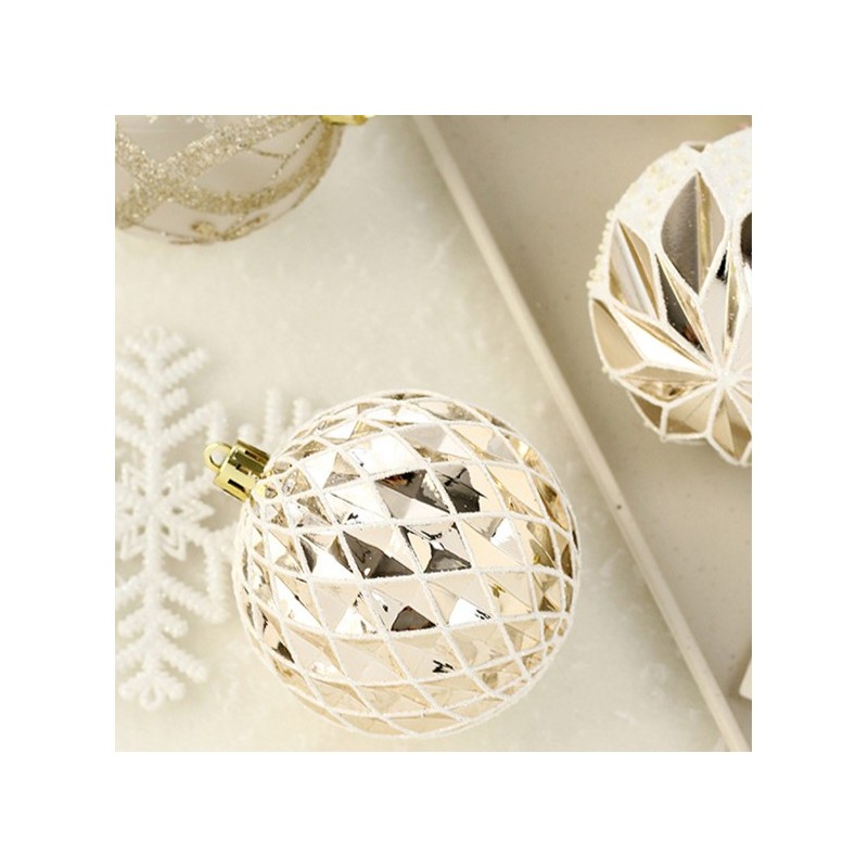 Komplet bombek 16sztuk w opakowaniu 8cm złote, bombki na choinkę BSN43 - obrazek 3