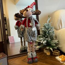 Renifer świąteczny na Boże Narodzenie, wyciągane nogi, z pluszu, 60-90 cm – KSN203