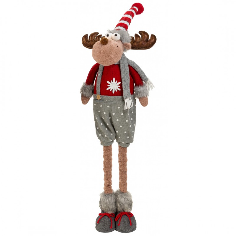 Renifer świąteczny na Boże Narodzenie, wyciągane nogi, z pluszu, 60-90 cm - KSN203 - obrazek 2
