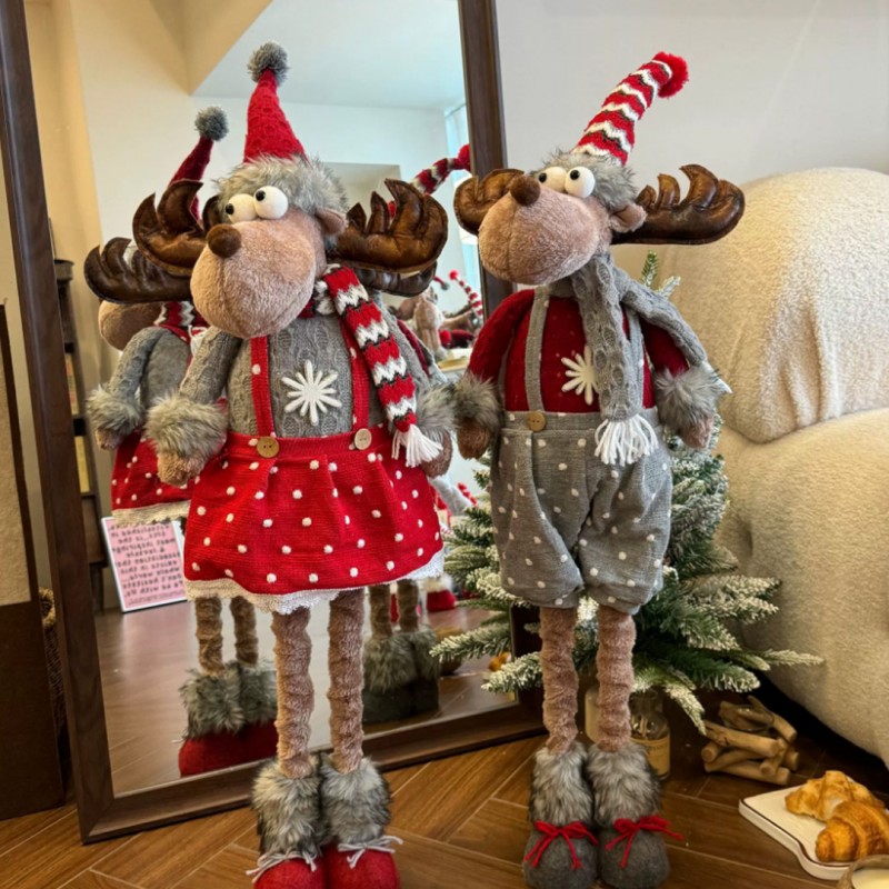Renifer świąteczny na Boże Narodzenie, wyciągane nogi, z pluszu, 60-90 cm - KSN203 - obrazek 3