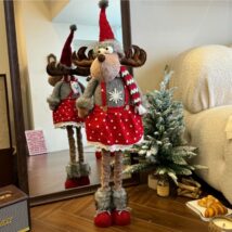 Renifer świąteczny na Boże Narodzenie, wyciągane nogi, z pluszu, 60-90 cm – KSN202